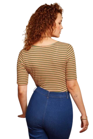King Louie Carice Top Boxy Stripe Ponderosa Green