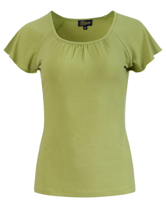 Butterfly top short sleeve, plain bright olive