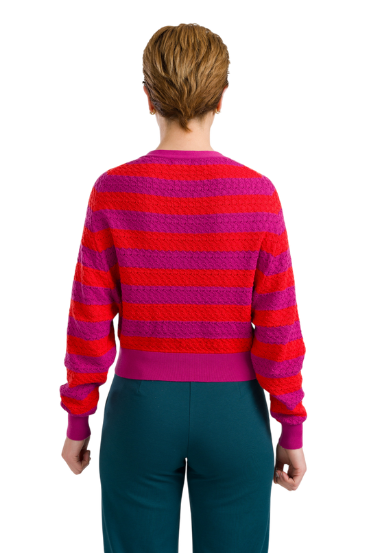 Knitwear Cardigan - Fuchsia Stripes