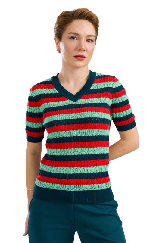 Knitwear Sweater V-Neck Short Sleeve