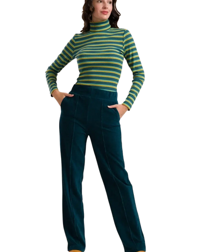 HAILEY TROUSERS RIB VELOUR PETROL