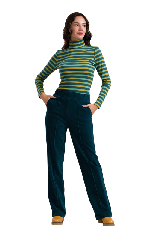 HAILEY TROUSERS RIB VELOUR PETROL