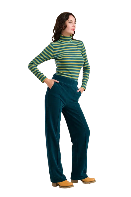 PANTALONI HAILEY RIB VELOUR PETROL