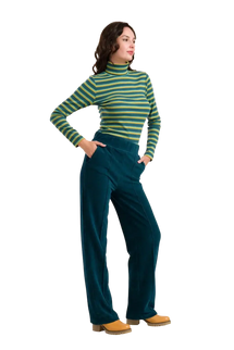 HAILEY TROUSERS RIB VELOUR PETROL