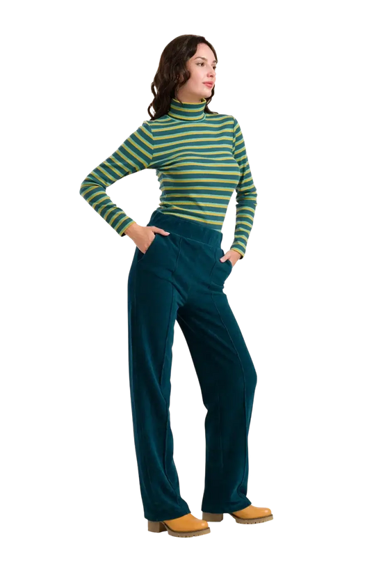 HAILEY TROUSERS RIB VELOUR PETROL