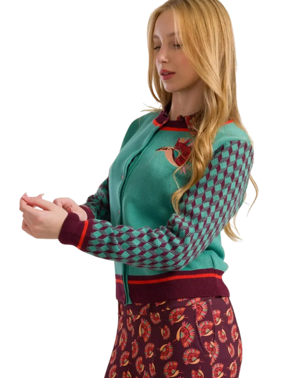 Gilet en maille oiseau de paradis