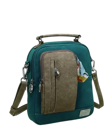 BOLSO HI-DI-HI "LITTLE CLIMBER", PETRÓLEO/BEIGE