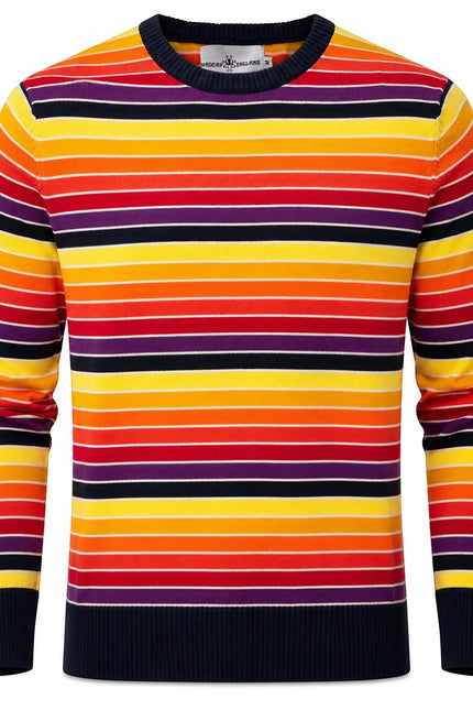MADCAP SUNDOWN RETRO 90S STRIPED JUMPER, NAVY/ARMANTH PURPLE