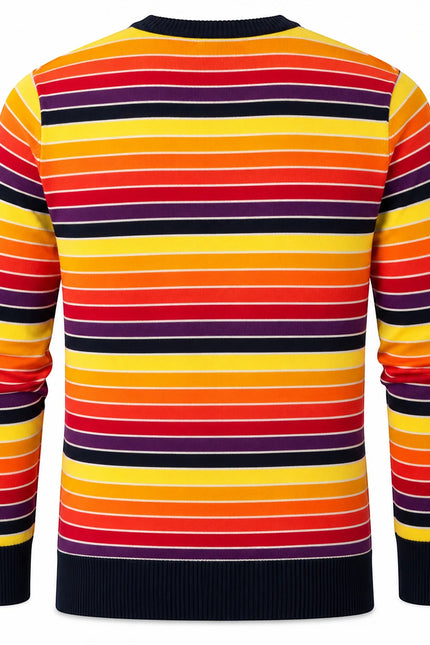 MADCAP SUNDOWN RETRO 90S STRIPED JUMPER, NAVY/ARMANTH PURPLE