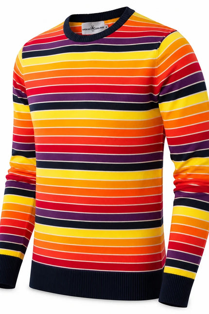MADCAP SUNDOWN RETRO 90S STRIPED JUMPER, NAVY/ARMANTH PURPLE