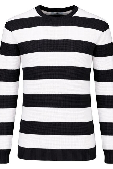 MADCAP ENGLAND JONES WAFFLE BLOCK STRIPE JUMPER, BLACK/CREAM