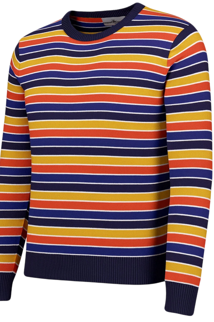 MADCAP ENGLAND SUNDOWN RETRO 90S STRIPED JUMPER , MULTI STRIPE