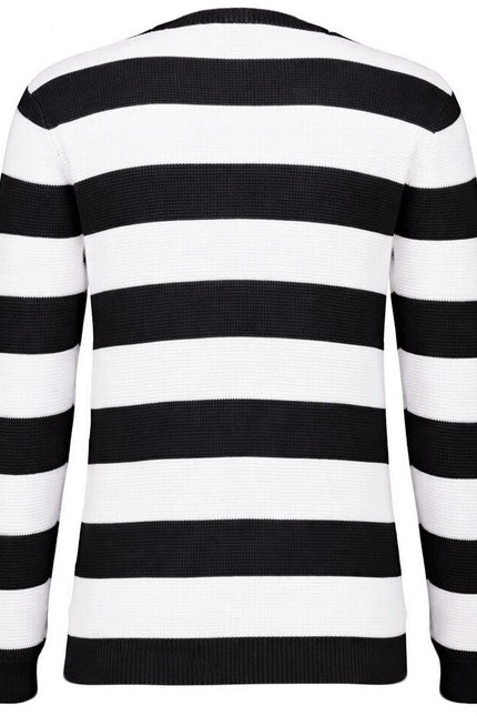 MADCAP ENGLAND JONES WAFFLE BLOCK STRIPE JUMPER, BLACK/CREAM