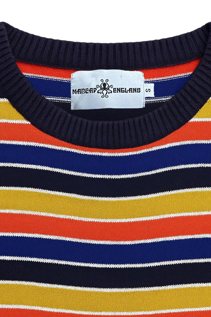 MADCAP ENGLAND SUNDOWN RETRO 90S STRIPED JUMPER , MULTI STRIPE