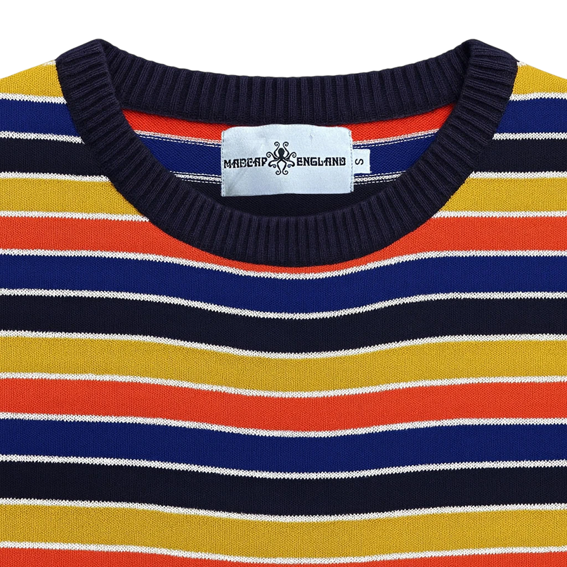 MADCAP ENGLAND SUNDOWN RETRO 90S STRIPED JUMPER , MULTI STRIPE