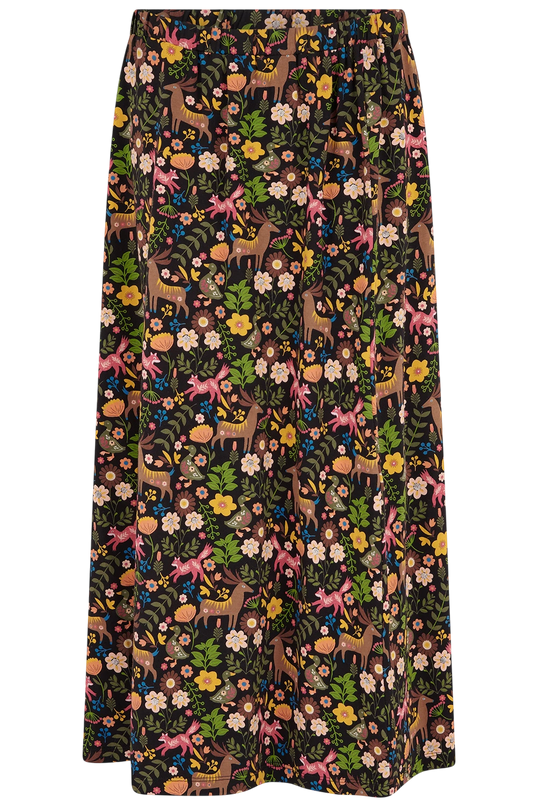 SUGARHILL BRIGHTON JAYDA JERSEY SKIRT, BLACK FOREST FOLKLORE