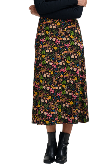 SUGARHILL BRIGHTON JAYDA JERSEY SKIRT, BLACK FOREST FOLKLORE