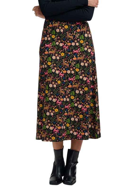 SUGARHILL BRIGHTON JAYDA JERSEY SKIRT, BLACK FOREST FOLKLORE