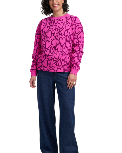 Sugarhill Brighton Eadie Relaxed sweatshirt, magenta painted hearts