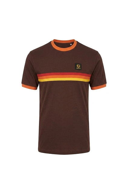 TROJAN STRIPE FRONT TEE TR/9140, CHOCOLATE