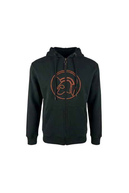 TROJAN OUTLINE LOGO ZIP HOODIE TR/9106, BLACK