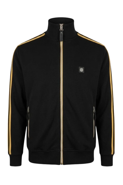 TROJAN TWIN STRIPE CONTRAST ZIP TRACK TOP TR/9100, BLACK