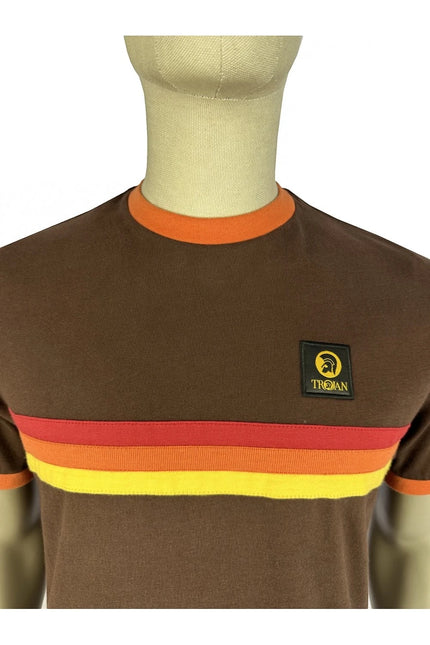 TROJAN STRIPE FRONT TEE TR/9140, CHOCOLATE