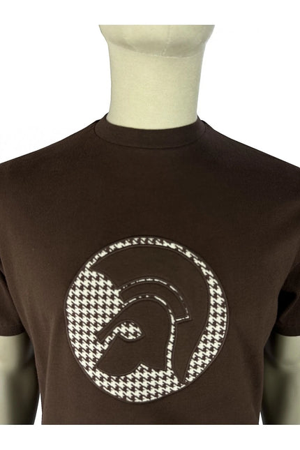TROJAN APPILIQUE HOUNDSTOOTH JACQUARD TEE TR/9138, CHOCOLATE