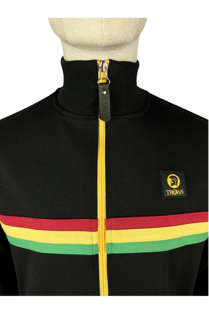 TROJAN RETRO STRIPE TRACK TOP TR/9102, BLACK