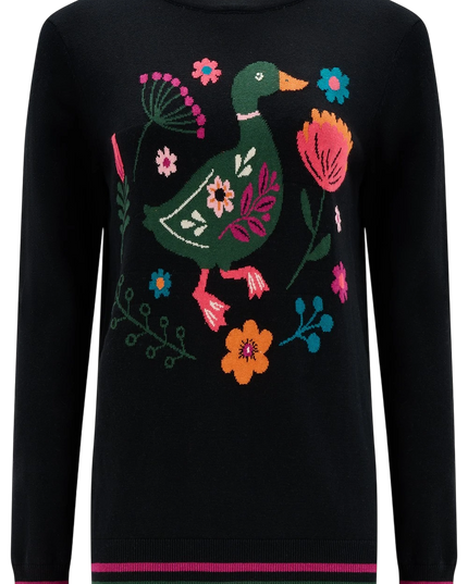 Sugarhill Brighton Rita Jumper, black fokloric duck