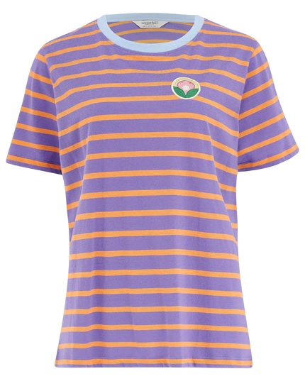 SUGAR HILL BRIGHTON MAGGIE T-SHIRT MAUVE ORANGE, DAISY BADGE