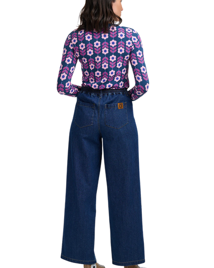 Sugarhill Brighton Josie Jersey Top, teal roundabout retro floral