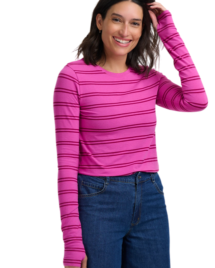 Sugarhill Brighton Trista Jersey Thumbhole top, pink/ dark mauved