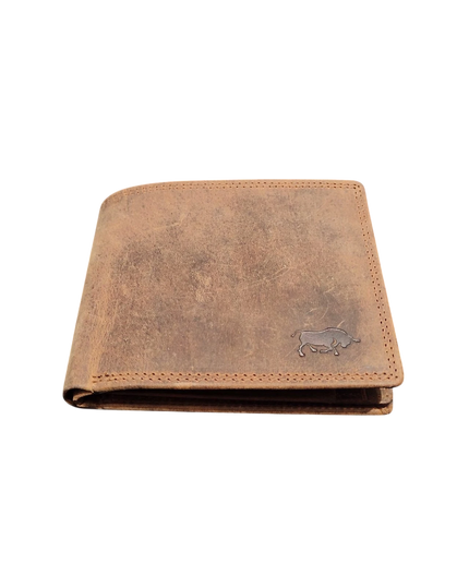 Cartera Arrigo, cuero de búfalo color coñac