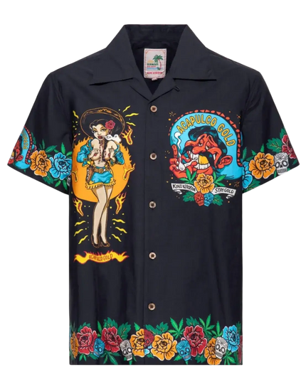 Hawaii Hemd Acapulco Gold zwart