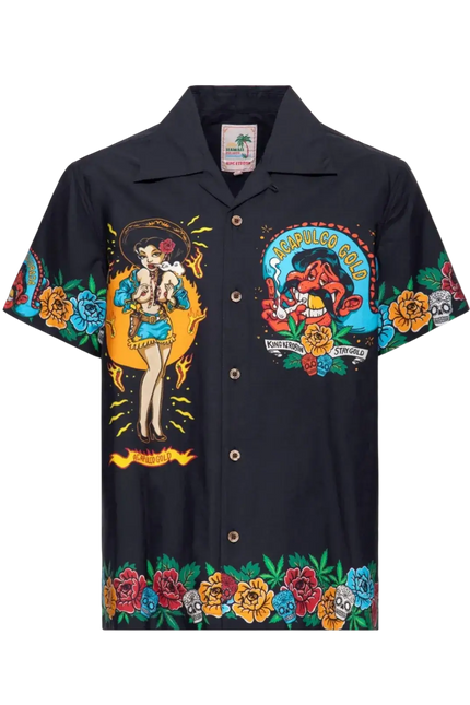 Hawaii Hemd Acapulco Gold zwart