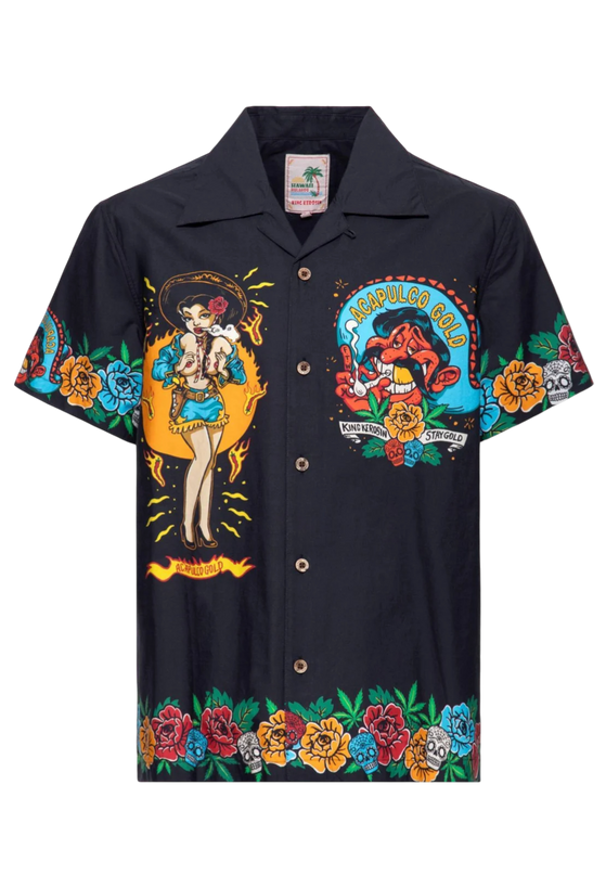 Hawaii Hemd Acapulco Gold zwart