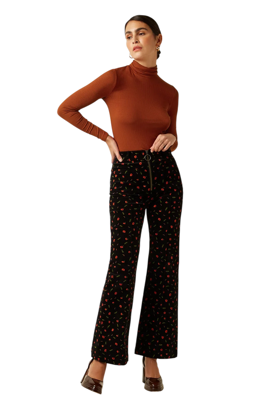 IDA FRONT ZIP PANTS NIVAL BLACK