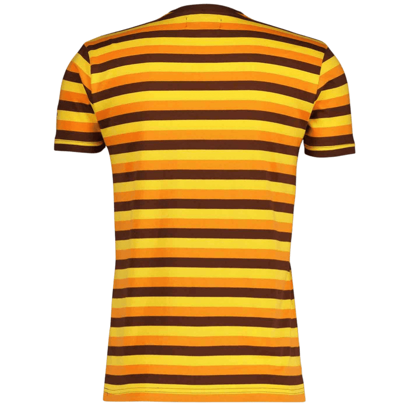 T-shirt Beatwave Retro anni '70 a righe surf in Arancione/Giallo/Marrone