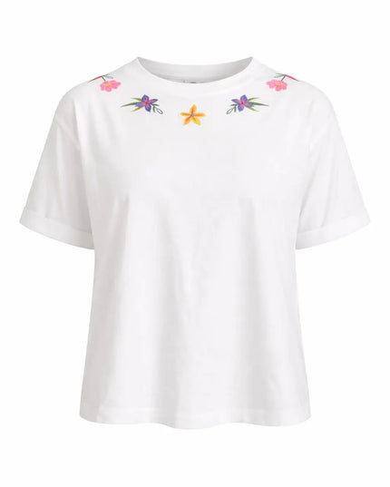 SUGAR HILL BRIGHTON MAGGIE T-SHIRT CELIA HEAVY WIEGHT WHITE, FLOWER CHAIN