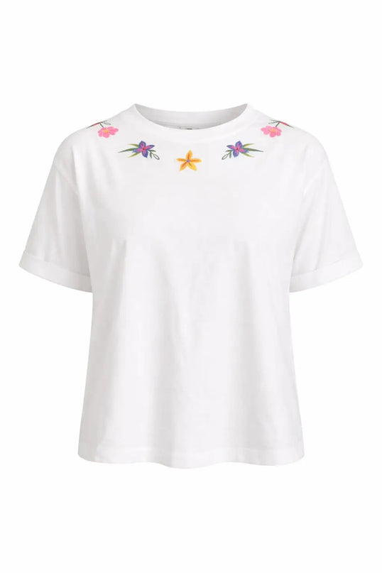 SUGAR HILL BRIGHTON MAGGIE T-SHIRT CELIA HEAVY WEIGHT WHITE, FLOWER CHAIN