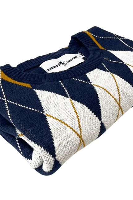 T-shirt Blane Mod a rombi jacquard in Navy Blazer