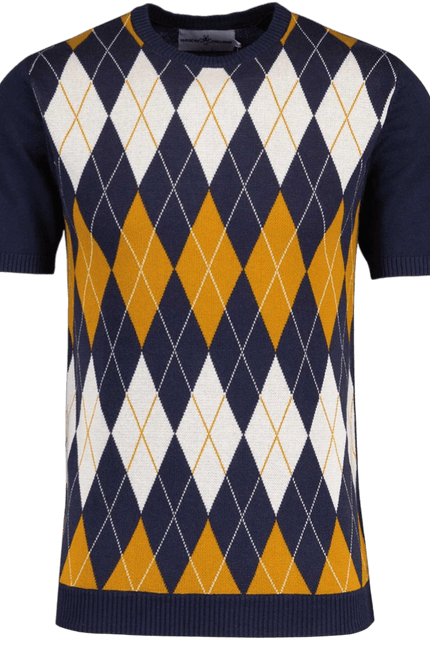 T-shirt Blane Mod a rombi jacquard in Navy Blazer