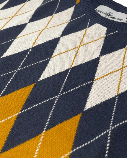 Camiseta de punto jacquard argyle Mod Blane en azul marino