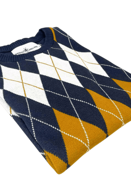 T-shirt Blane Mod a rombi jacquard in Navy Blazer