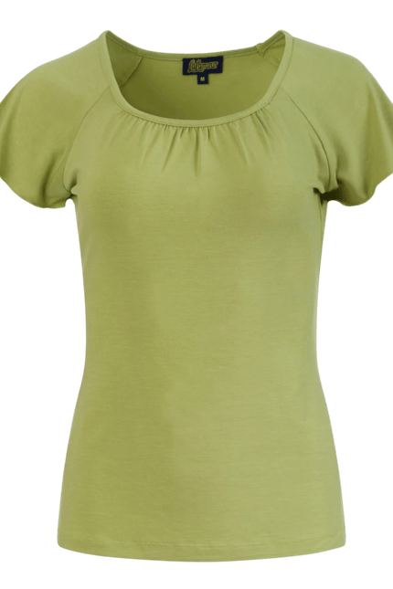 LALAMOUR Butterfly top short sleeve, plain bright olive