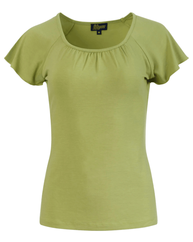 LALAMOUR Butterfly top short sleeve, plain bright olive