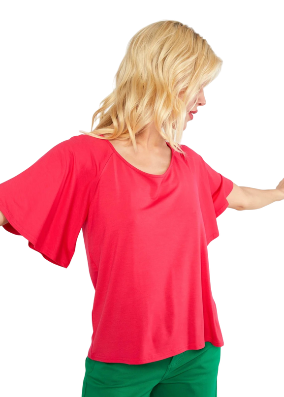 Fly Little Bird", bold ruby red