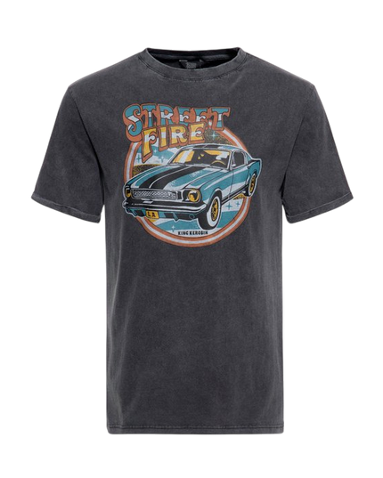 street fire, oilwashed black