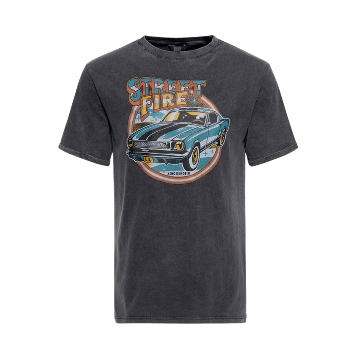 street fire, oilwashed black